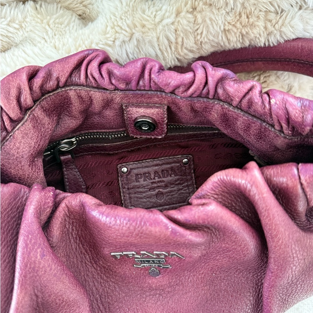 Authentic Prada Women's Burgundy Leather Hobo Bag - Picture 5 of 8